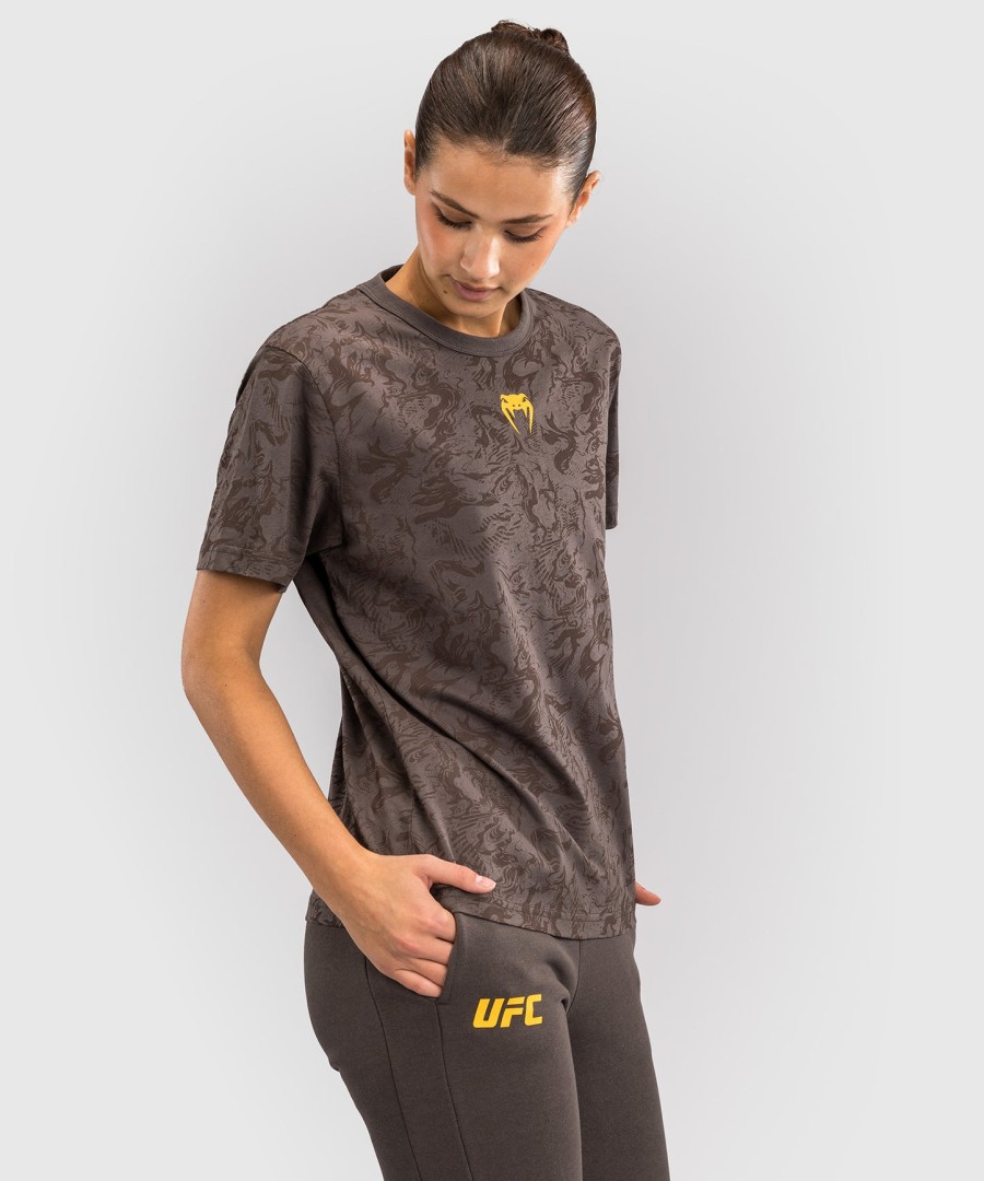 ufc fusion by venum fight week women short sleeve cotton t-shirt - earthen brown