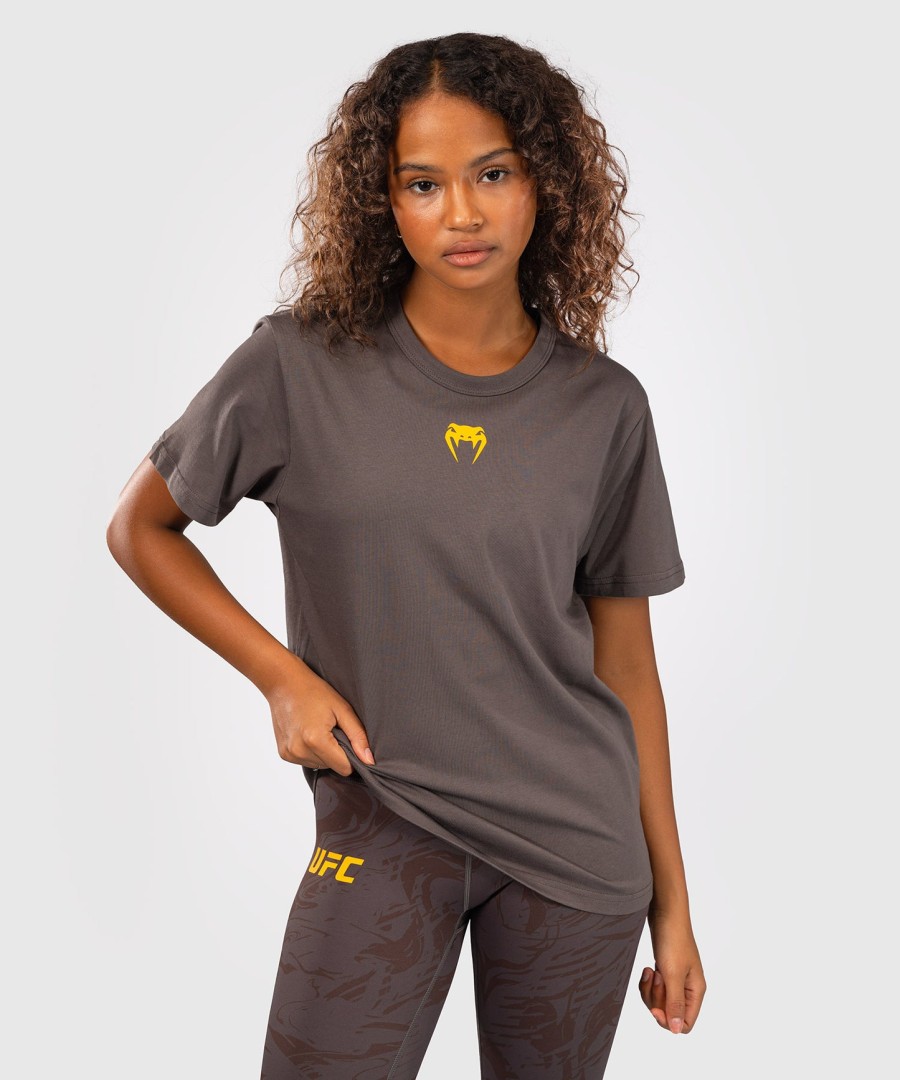 ufc fusion by venum fight week women short sleeve cotton t-shirt - solid earthen brown
