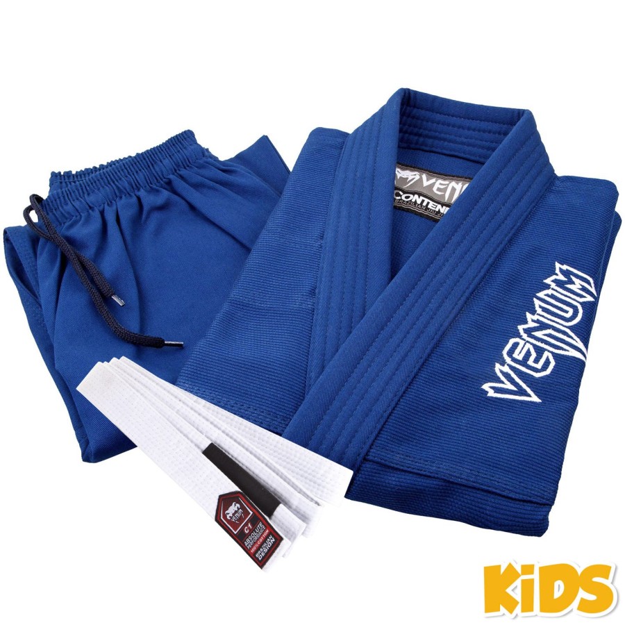 venum contender kids bjj gi free white belt included -blue