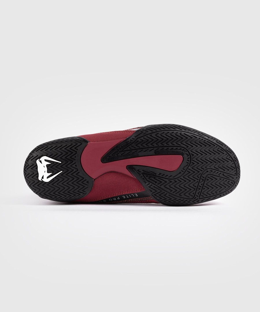 venum elite boxing shoes - burgundy silver