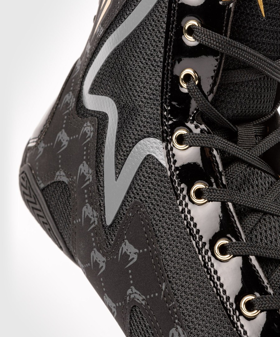 venum elite evo monogram boxing shoes – black