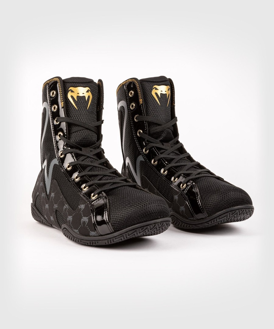 venum elite evo monogram boxing shoes – black