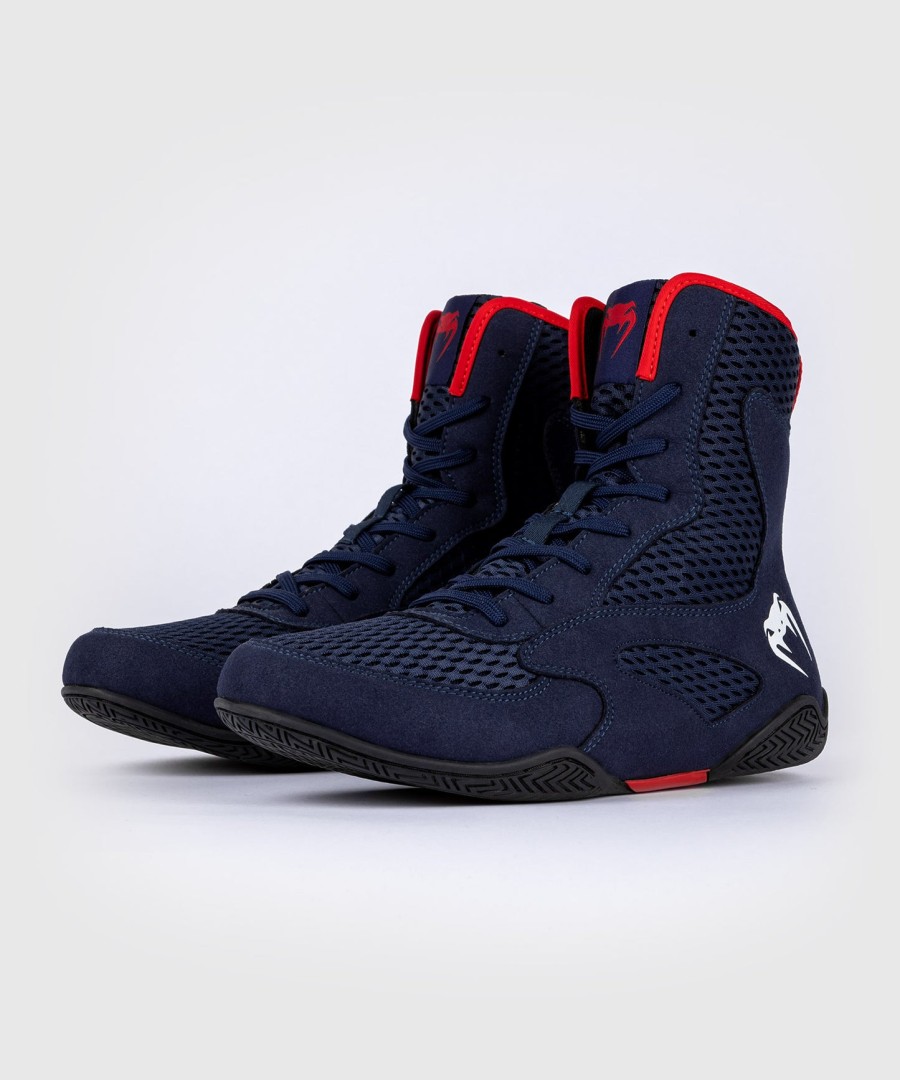 venum contender boxing shoes - navy bluered