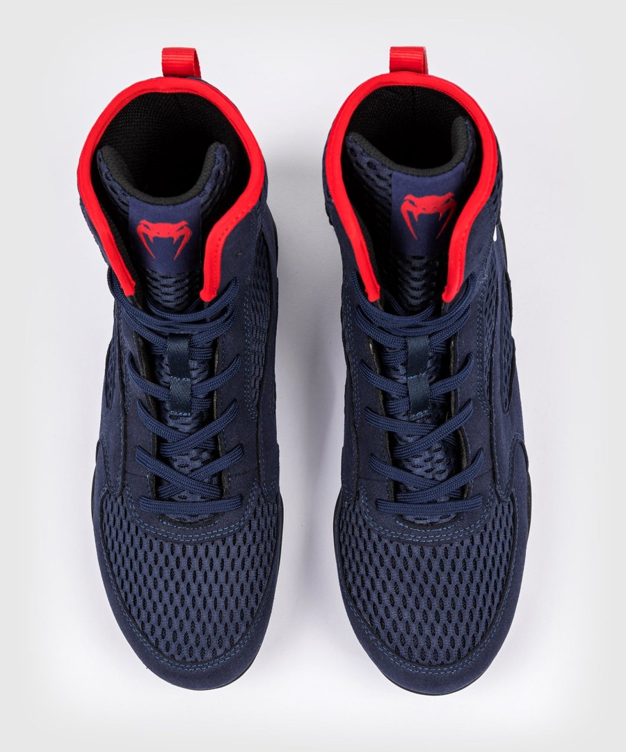 venum contender boxing shoes - navy bluered