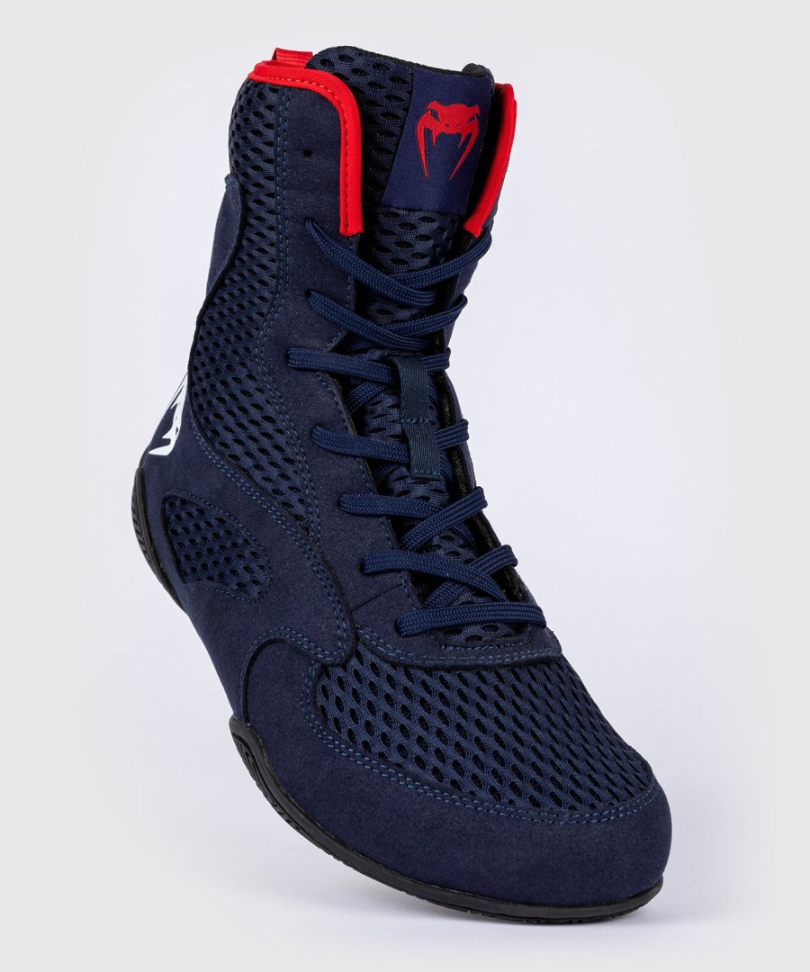 venum contender boxing shoes - navy bluered