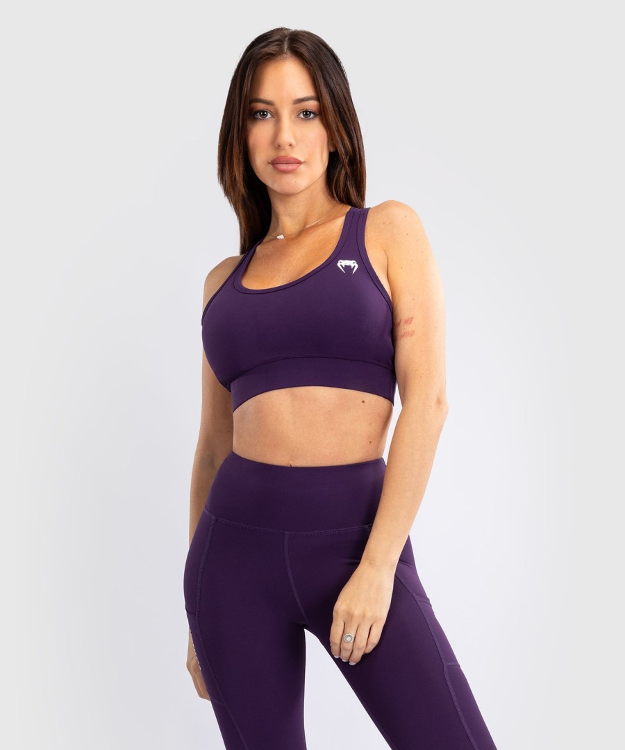 venum essential women medium impact sports bra - deep purple