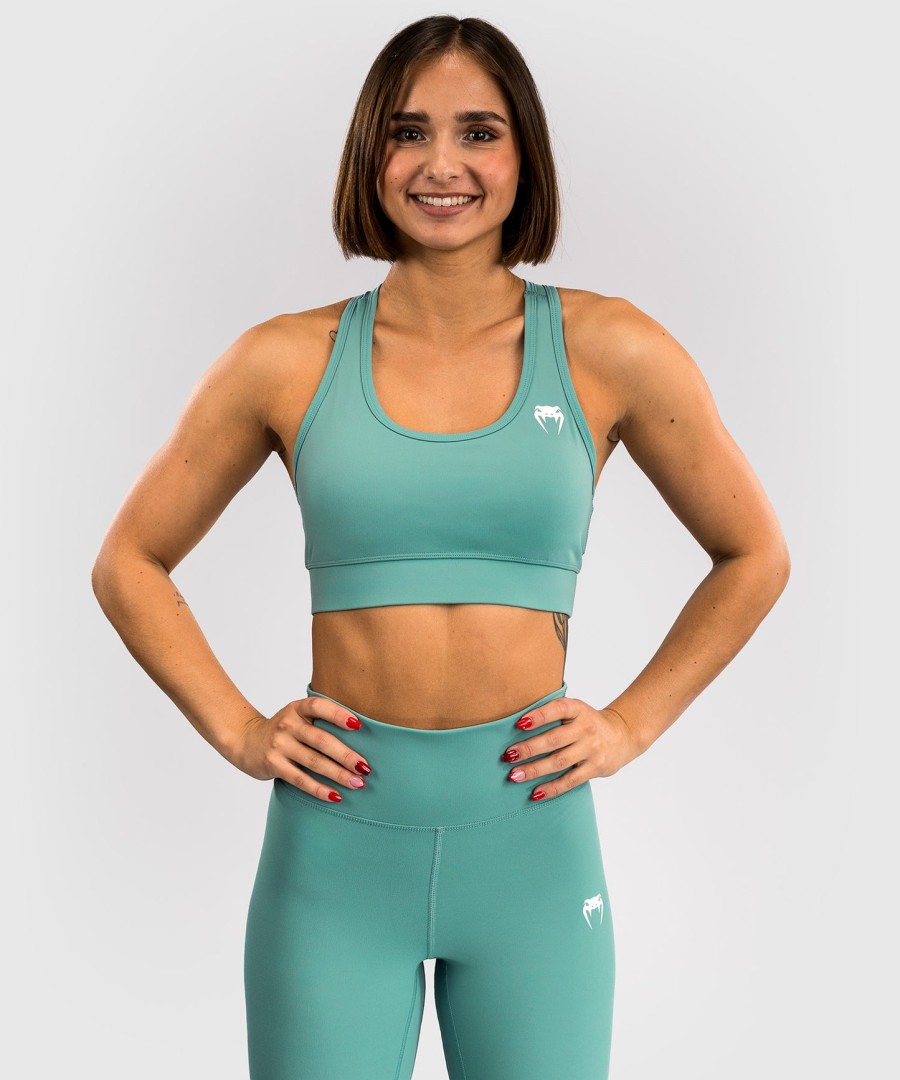 venum essential women medium impact sports bra - aqua green