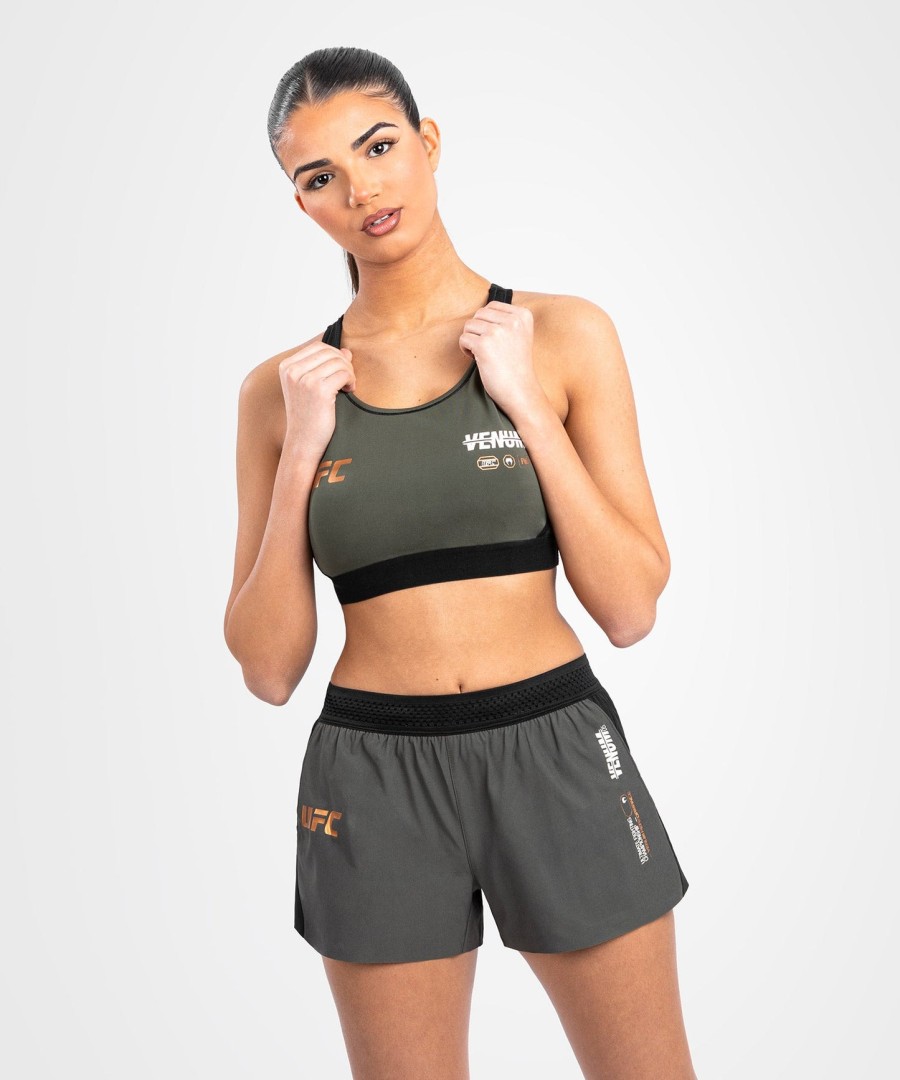 ufc adrenaline by venum fight week women sports bra - khakibronze