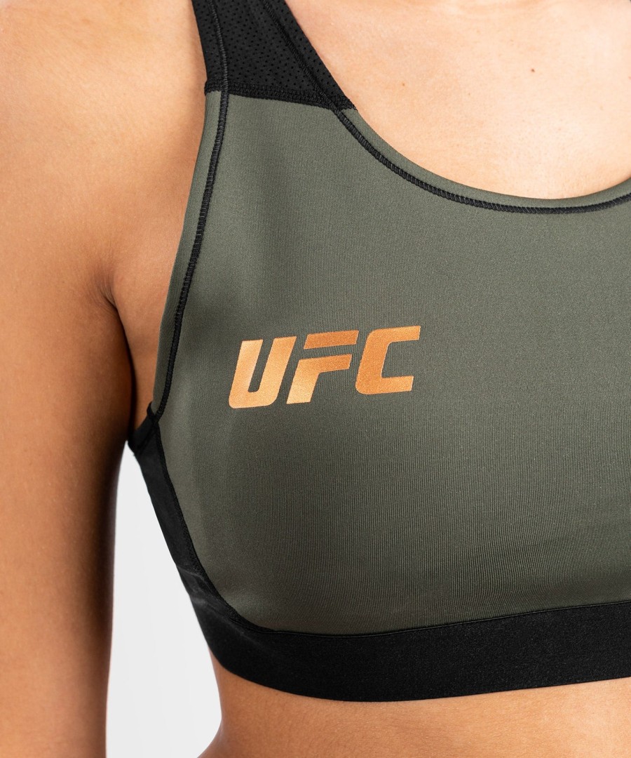 ufc adrenaline by venum fight week women sports bra - khakibronze