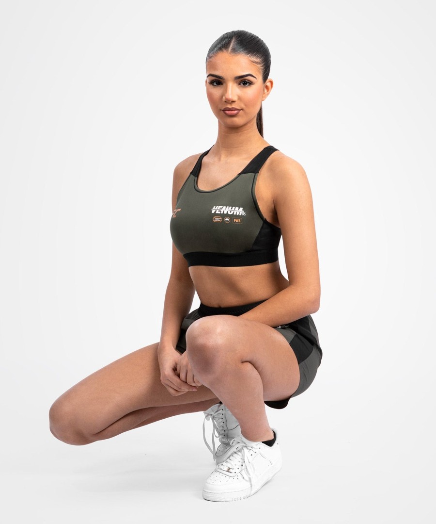 ufc adrenaline by venum fight week women sports bra - khakibronze