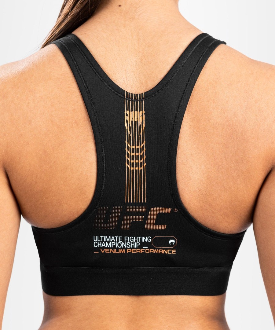 ufc adrenaline by venum fight week women sports bra - khakibronze