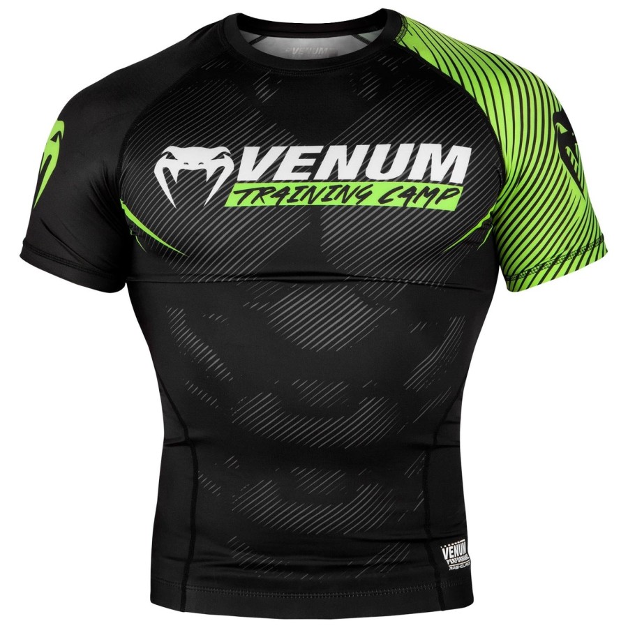 venum training camp 2.0 rashguard - short sleeves - blackneo yellow