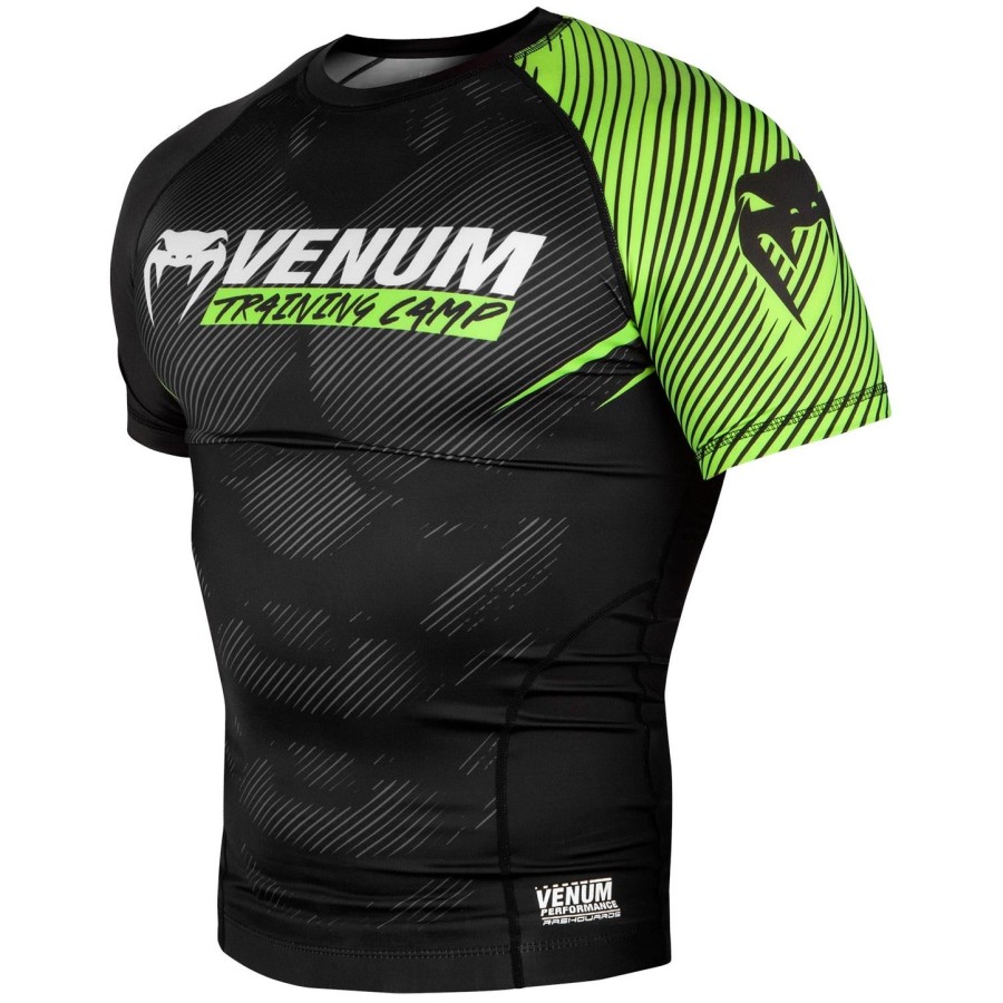 venum training camp 2.0 rashguard - short sleeves - blackneo yellow