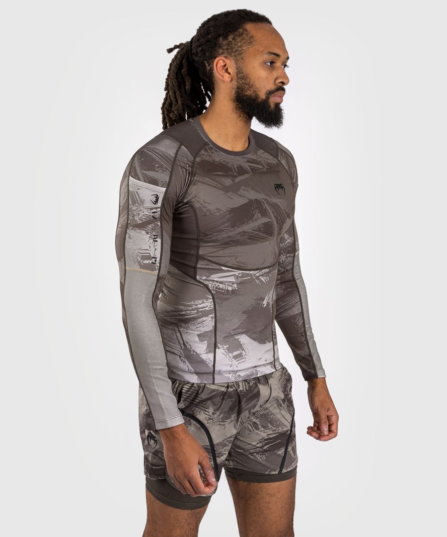 venum electron 3.0 long sleeve rashguard - sand