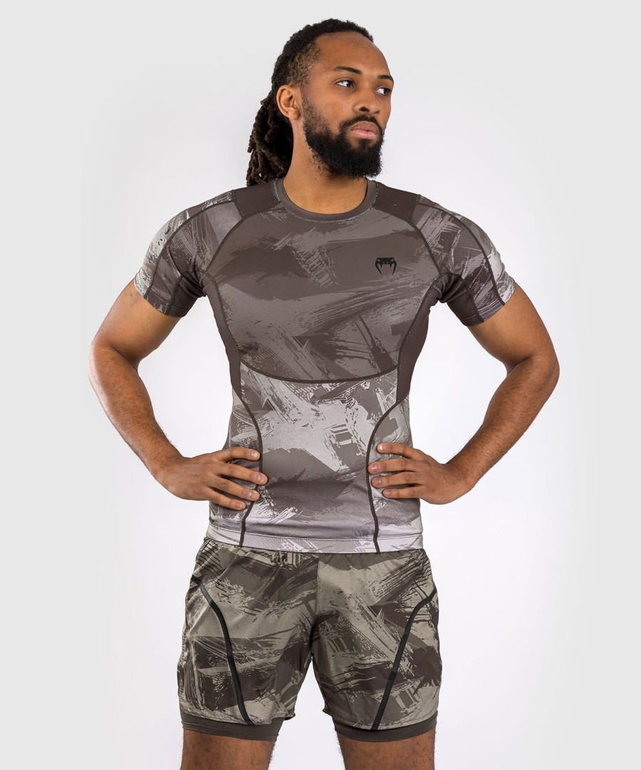 venum electron 3.0 short sleeve rashguard - sand