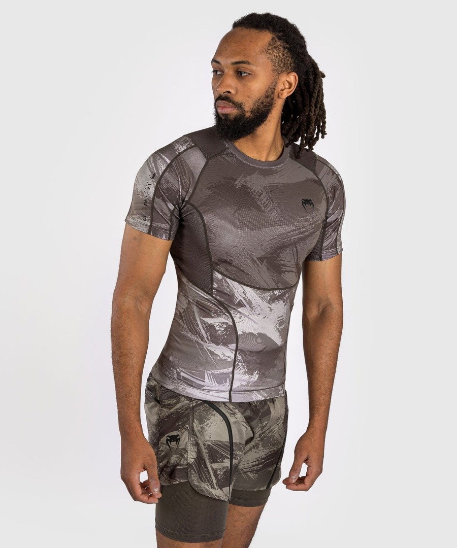venum electron 3.0 short sleeve rashguard - sand