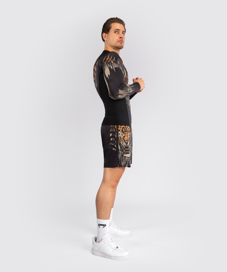 venum tiger men long sleeve rashguard - blackneon orange