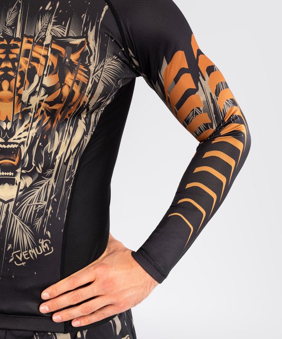 venum tiger men long sleeve rashguard - blackneon orange