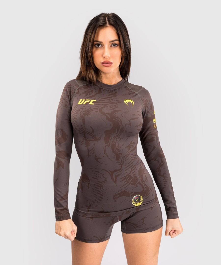 ufc fusion by venum fight week women performance long sleeve rashguard - earthen brown