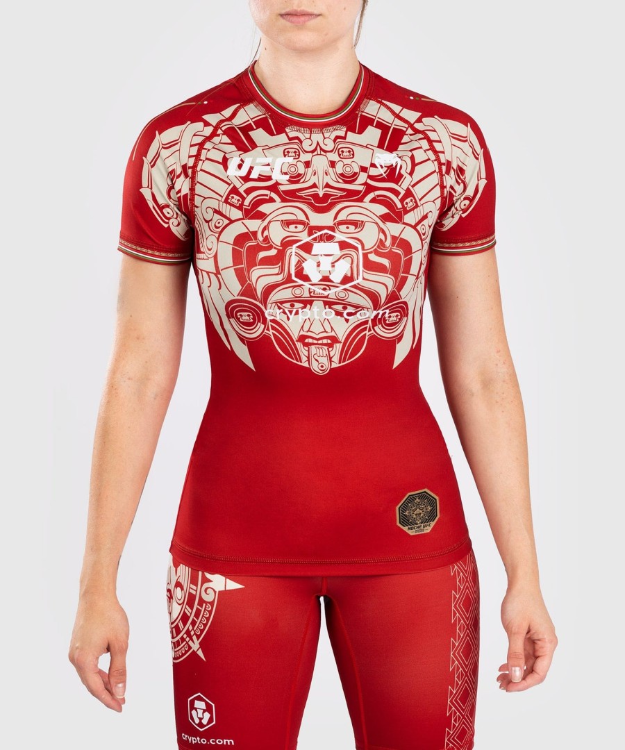 noche ufc by venum authentic fight night women performance short sleeve rashguard - red