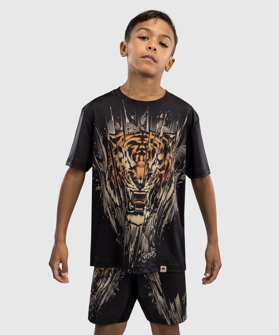 venum tiger kids dry tech t-shirt - blackneon orange