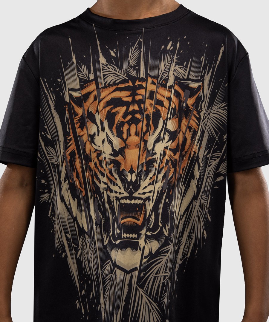 venum tiger kids dry tech t-shirt - blackneon orange