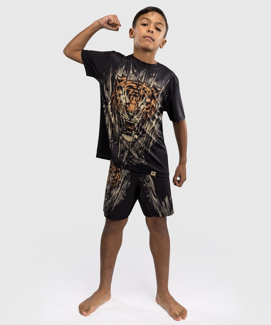 venum tiger kids dry tech t-shirt - blackneon orange