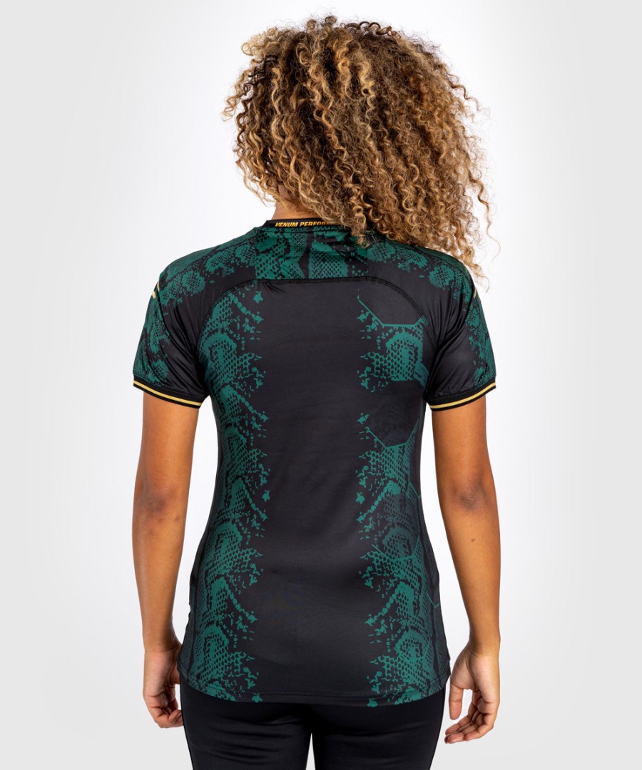 ufc adrenaline by venum authentic fight night women walkout jersey greenblackgold - emerald edition