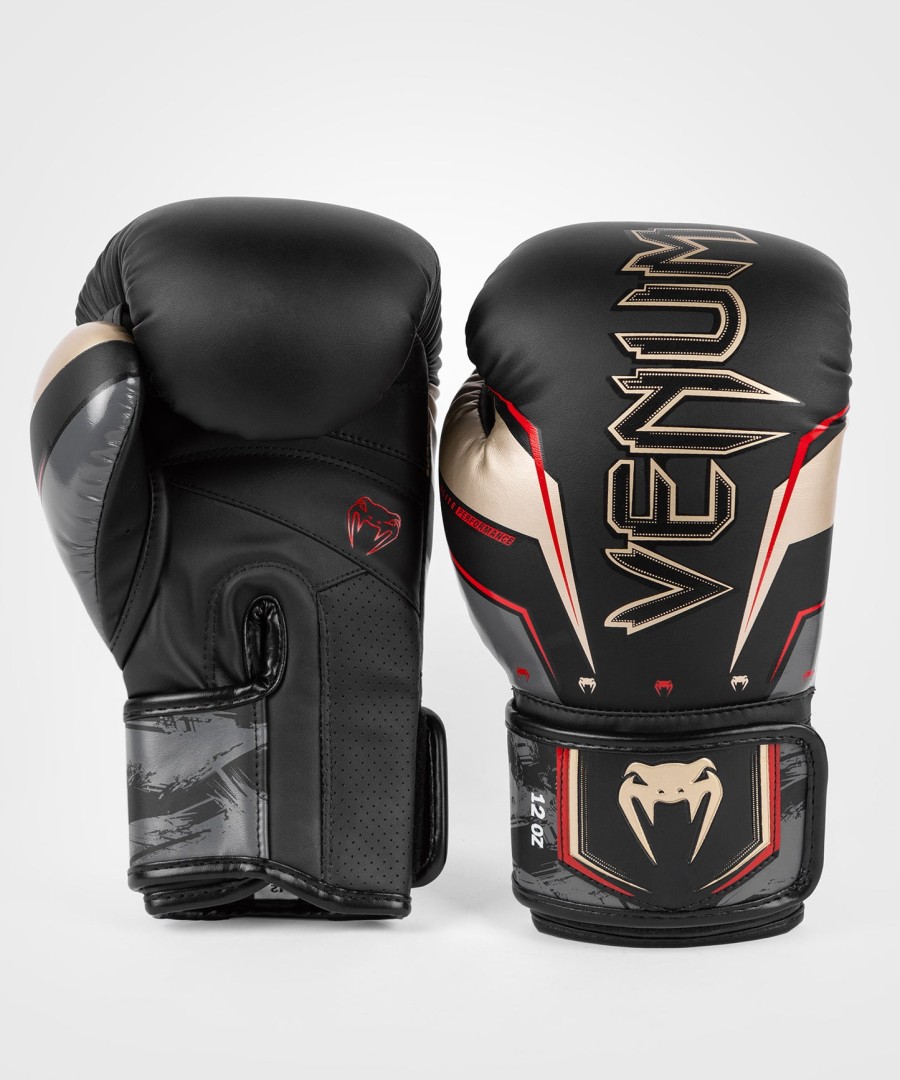 venum elite evo boxing gloves - blackgoldred