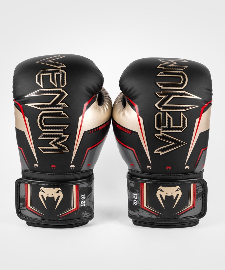 venum elite evo boxing gloves - blackgoldred