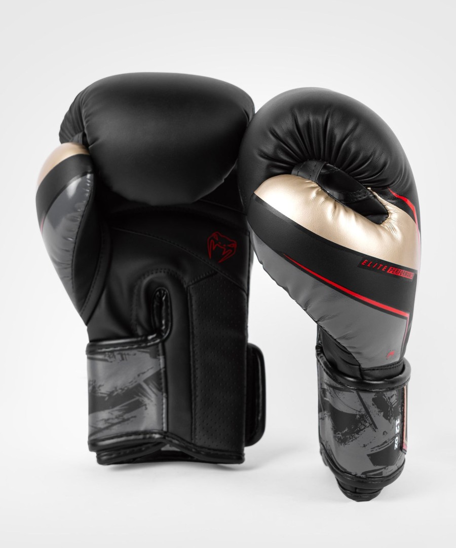venum elite evo boxing gloves - blackgoldred