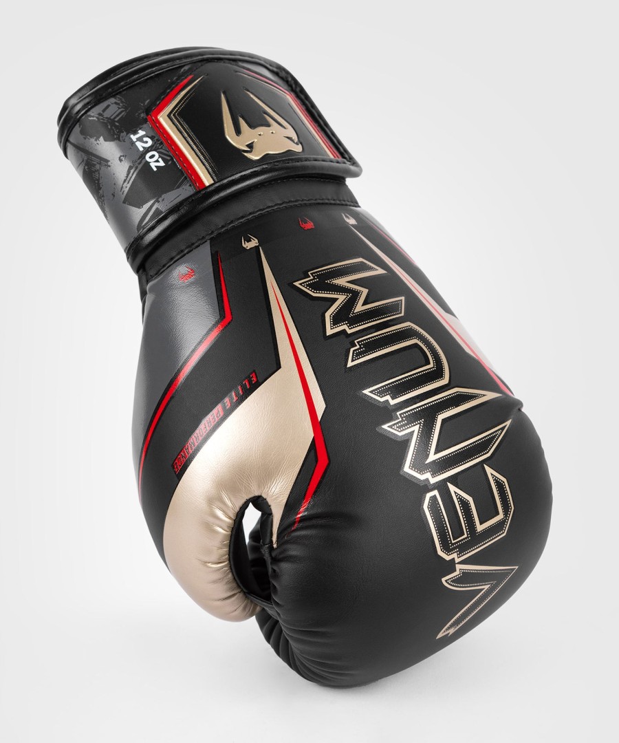 venum elite evo boxing gloves - blackgoldred