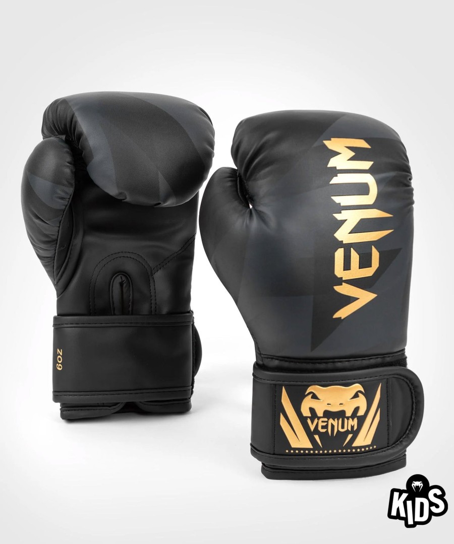 venum razor boxing gloves - for kids - blackgold