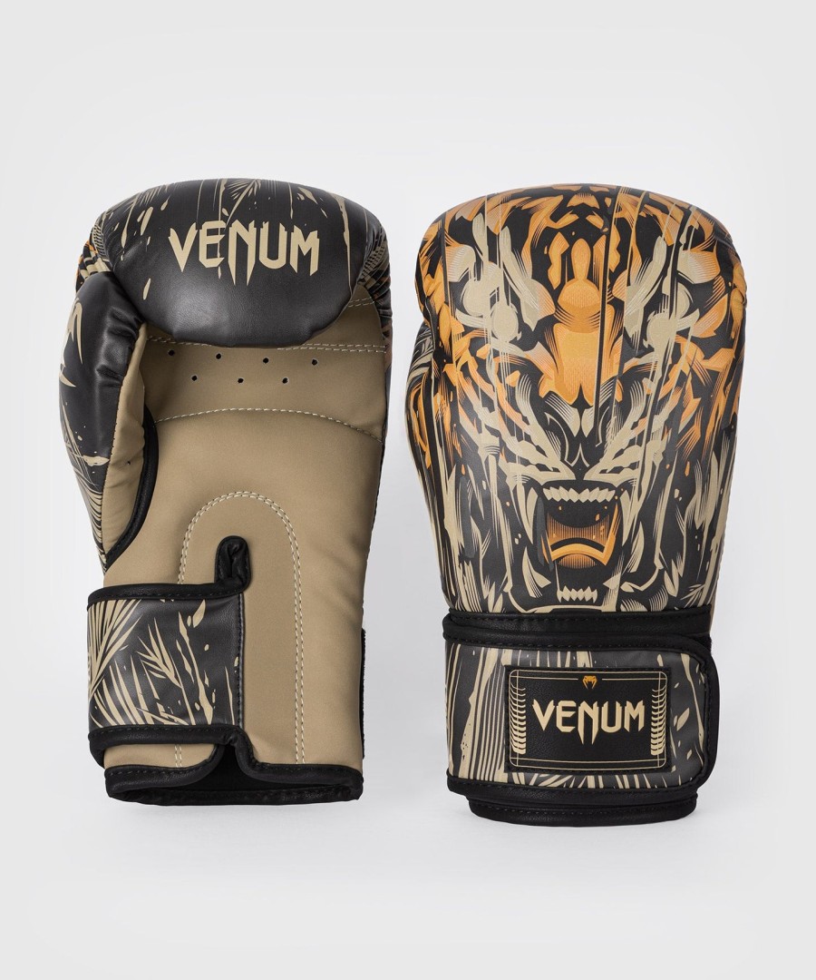 venum tiger boxing gloves - blackneon orange