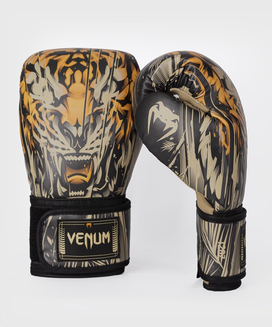 venum tiger boxing gloves - blackneon orange