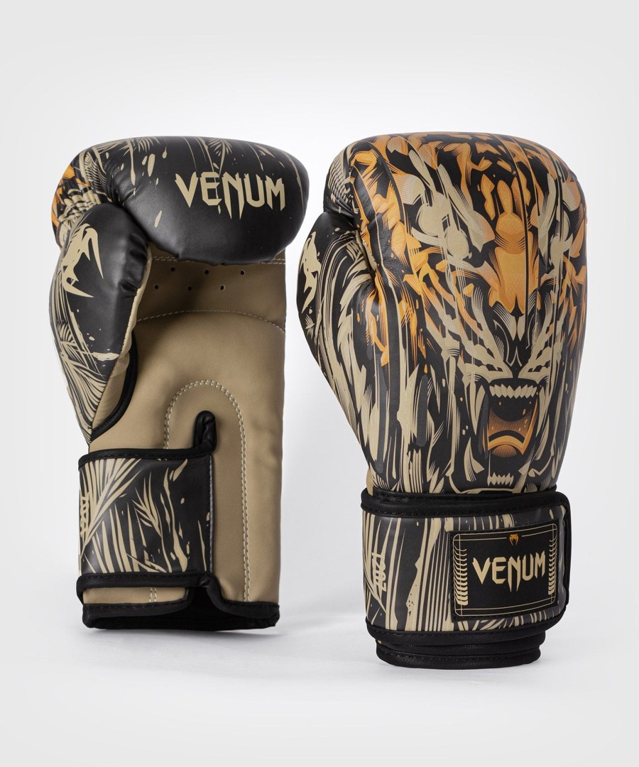 venum tiger boxing gloves - blackneon orange