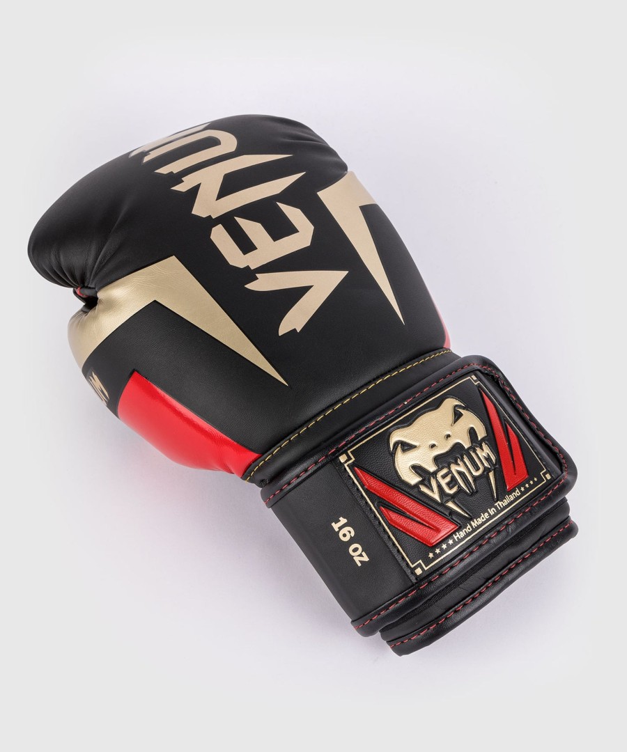 venum elite boxing gloves - blackgoldred