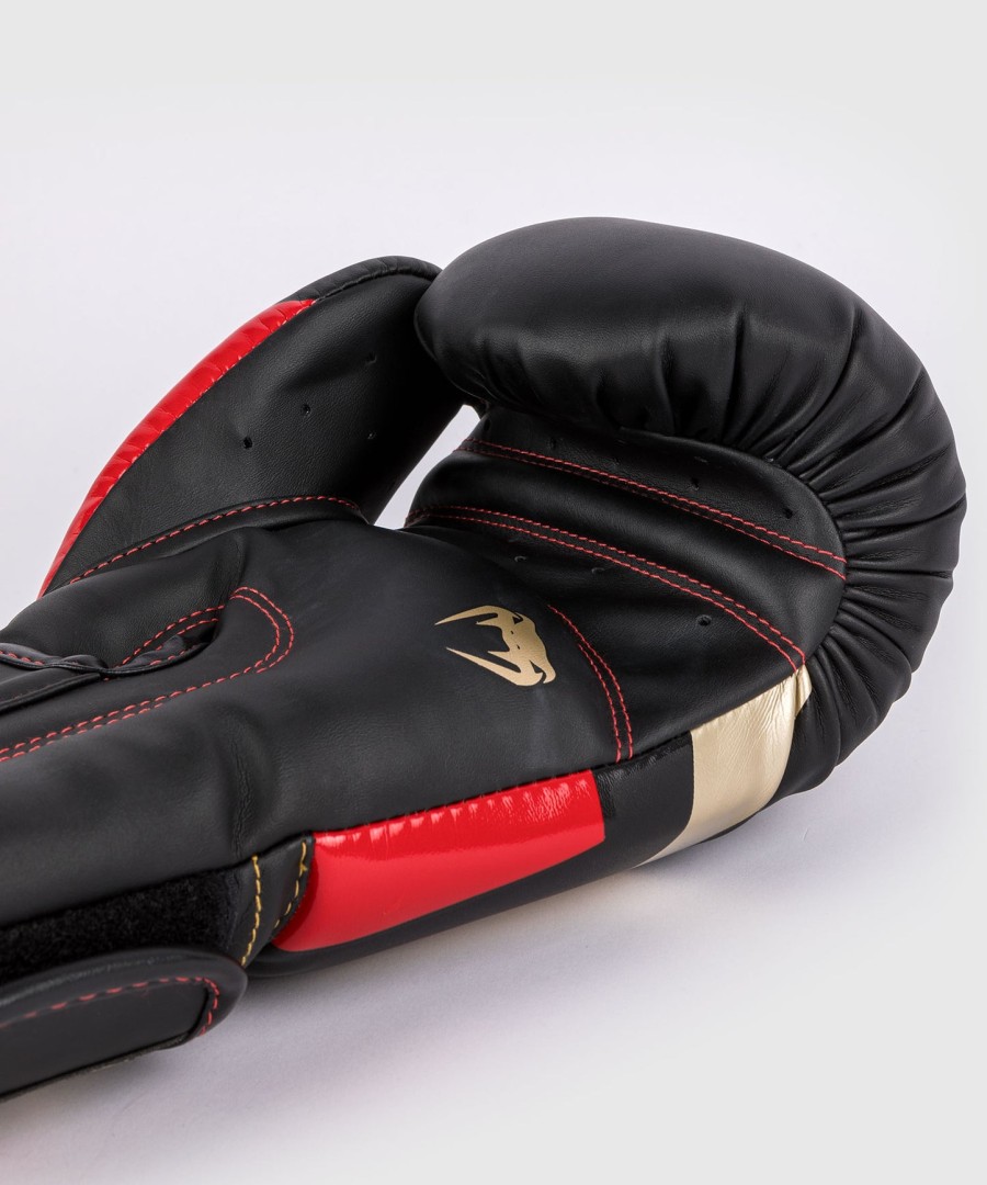 venum elite boxing gloves - blackgoldred