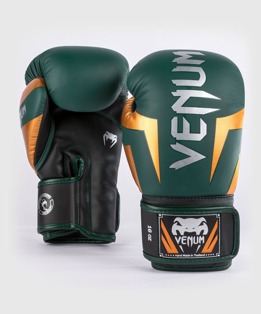 venum elite boxing gloves - greenbronzesilver