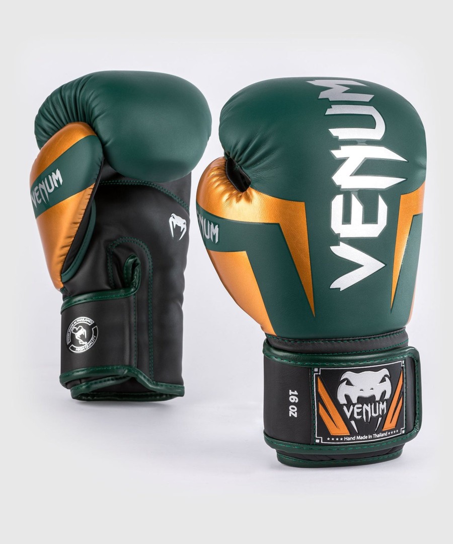 venum elite boxing gloves - greenbronzesilver