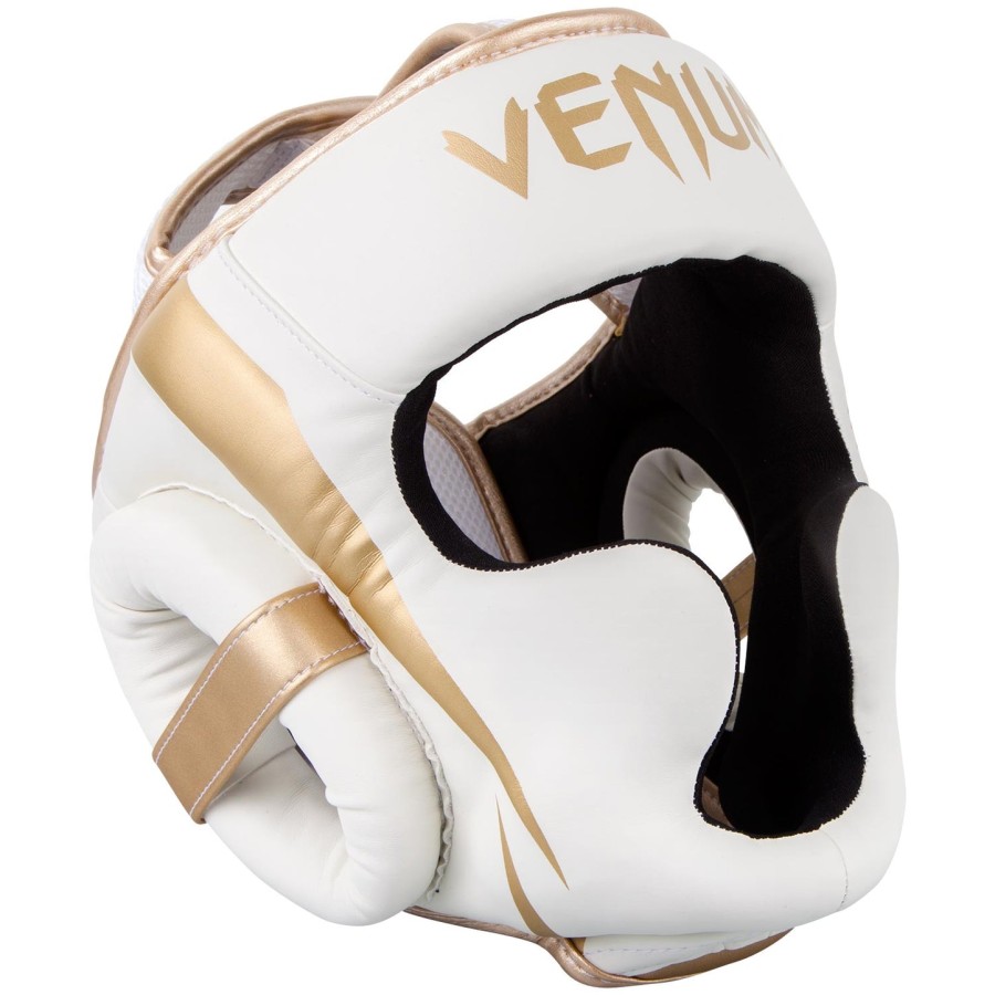 venum elite headgear-whitegold