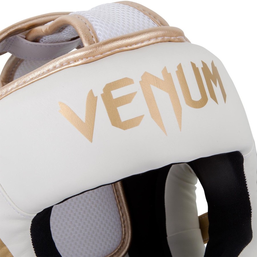 venum elite headgear-whitegold