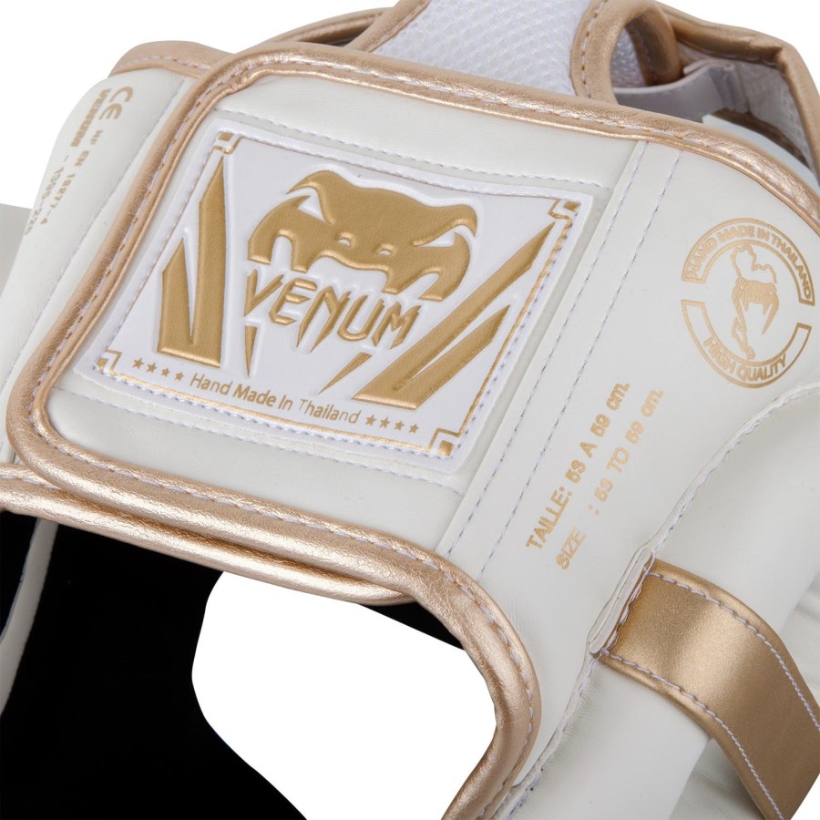 venum elite headgear-whitegold
