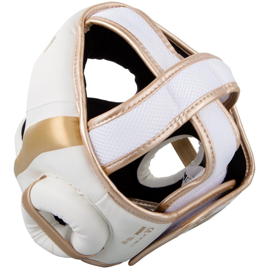 venum elite headgear-whitegold