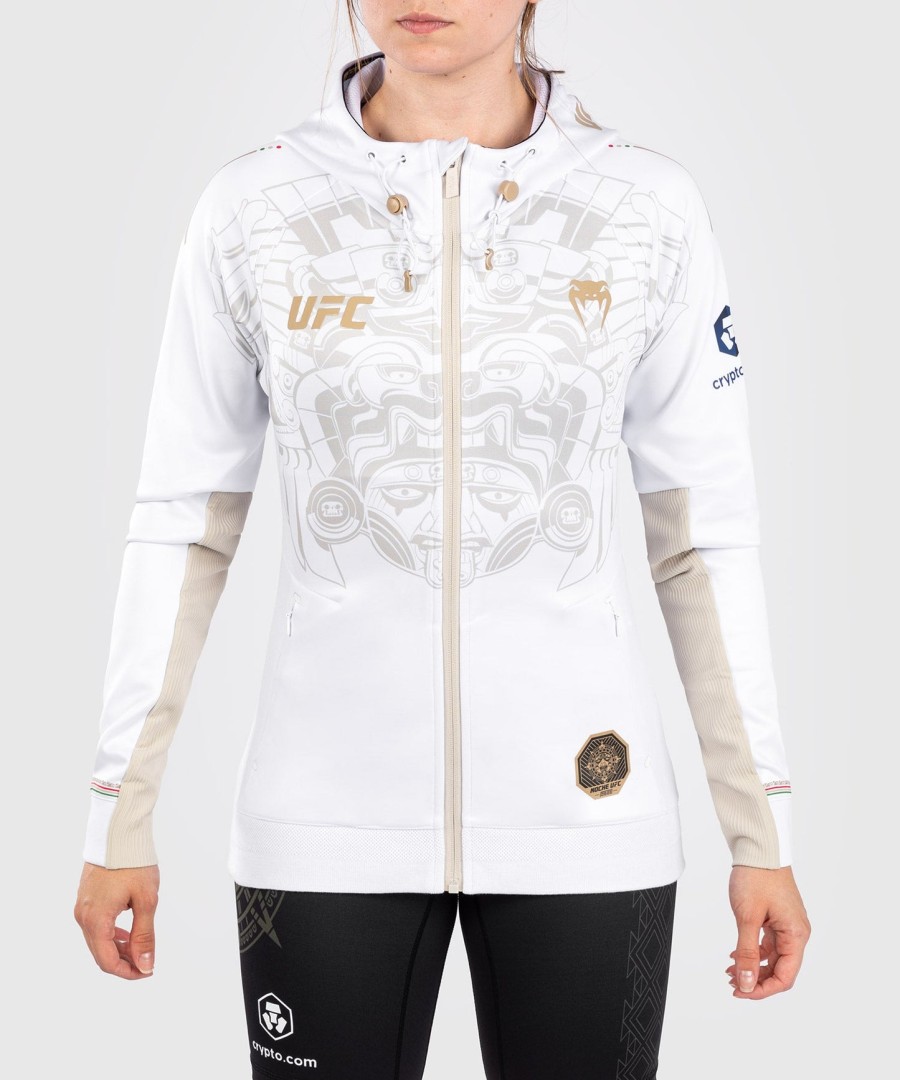 noche ufc by venum authentic fight night women walkout hoodie - white