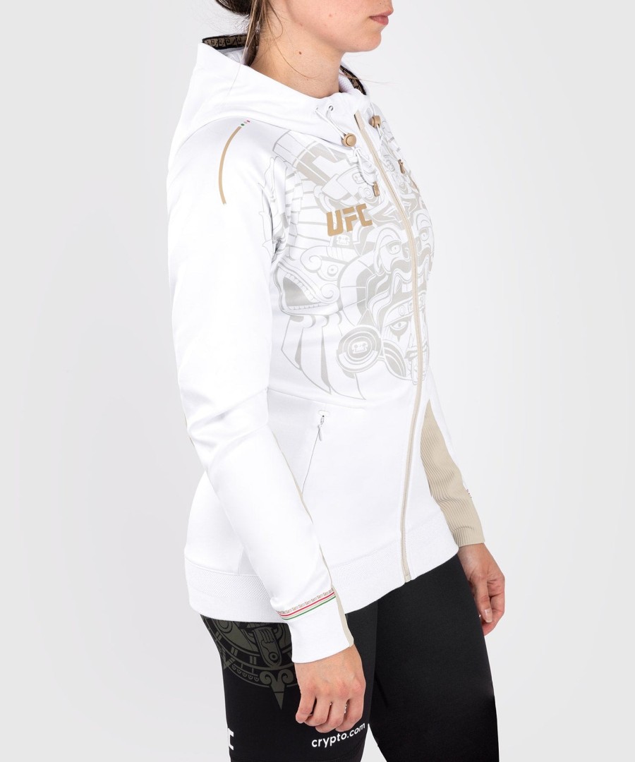 noche ufc by venum authentic fight night women walkout hoodie - white