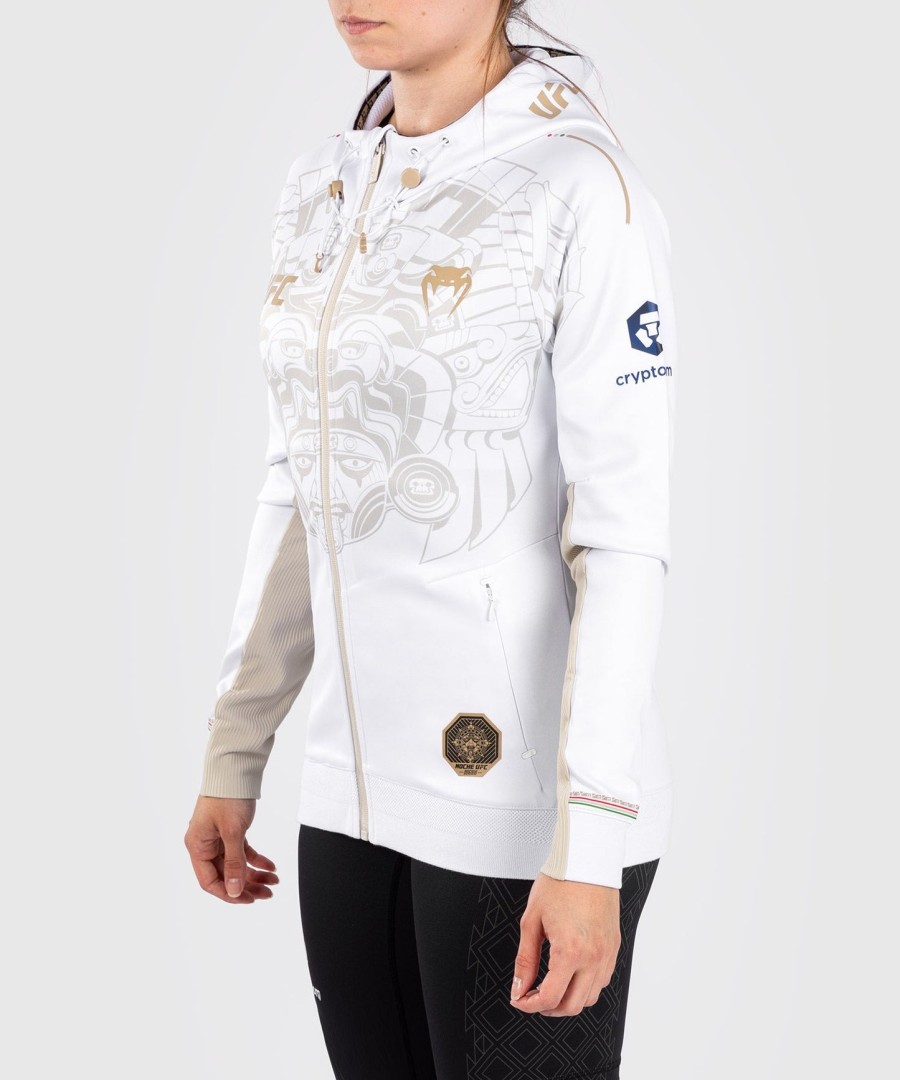 noche ufc by venum authentic fight night women walkout hoodie - white