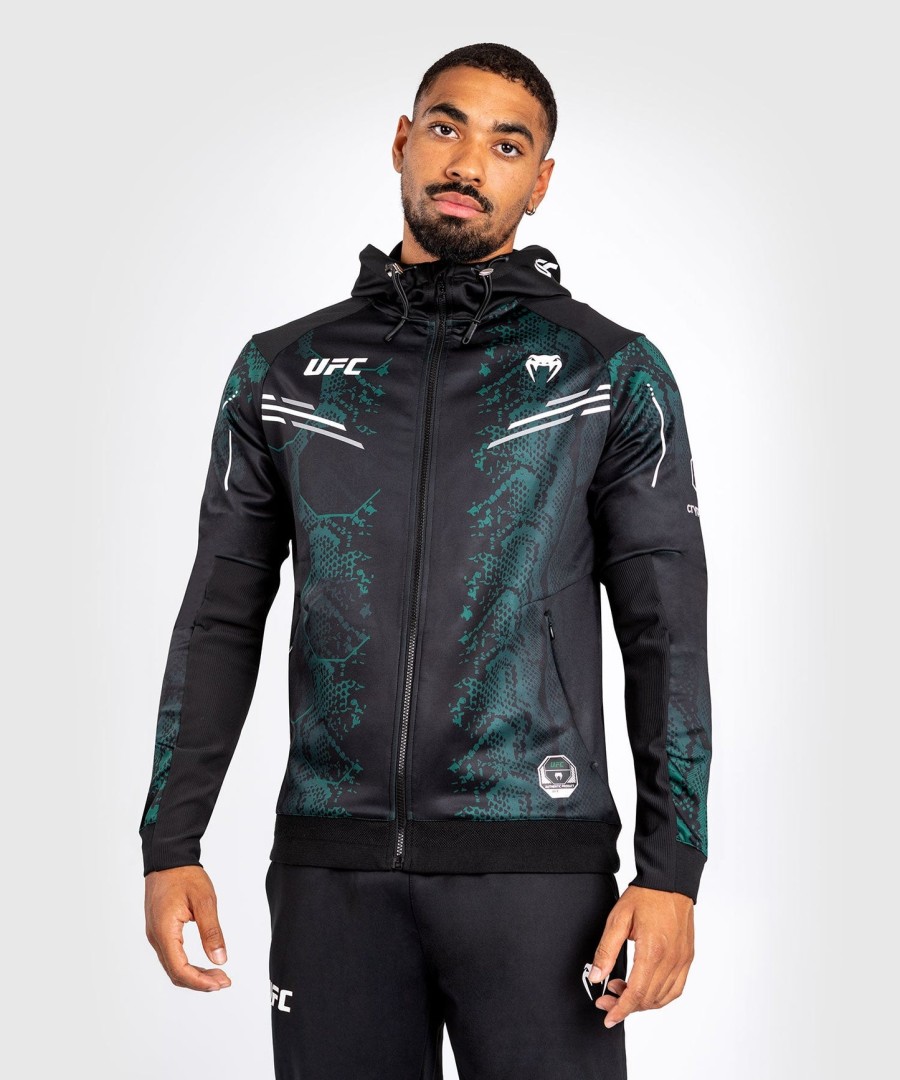 ufc adrenaline by venum authentic fight night men walkout hoodie - emerald edition - greenblack