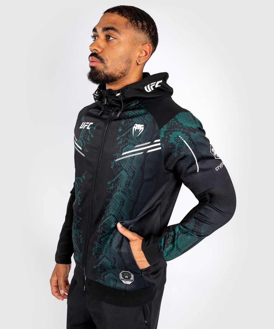 ufc adrenaline by venum authentic fight night men walkout hoodie - emerald edition - greenblack