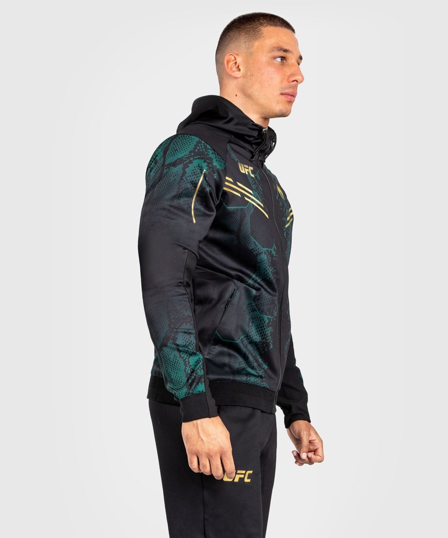 ufc adrenaline by venum authentic fight night men walkout hoodie - emerald edition - greenblackgold